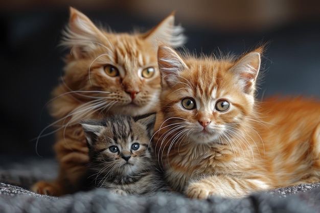 papai gato e um gatinho pequeno ambos gato vermelho