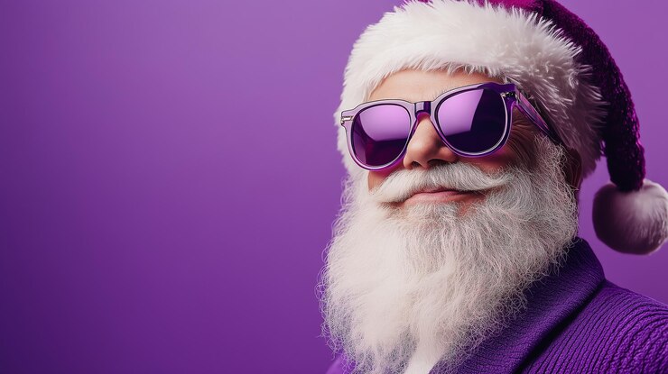 Foto papai noel a acariciar uma renas