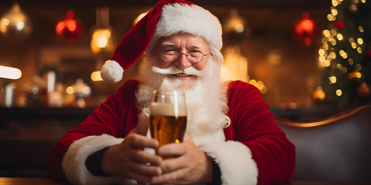 Foto papai noel a beber cerveja no natal