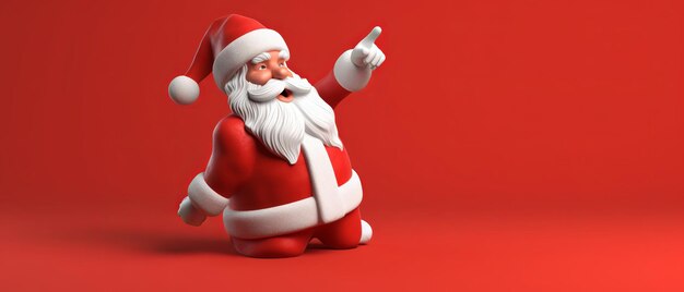 Papai Noel apontando no fundo vazio vermelho Generative Ai