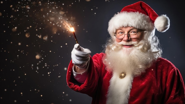 Papai Noel apontando para o lado criado com tecnologia Generative Al