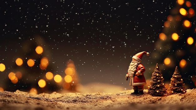 Papai Noel com árvore de Natal na Noite da Temporada de Natal