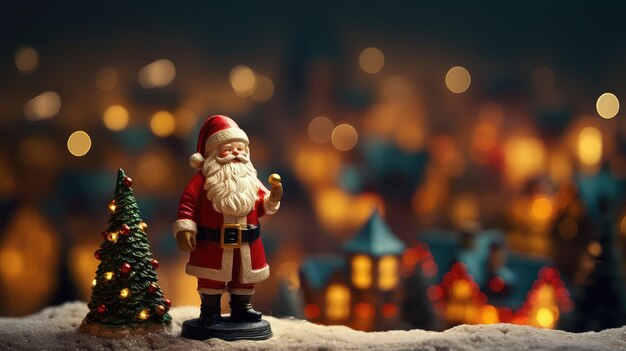 Papai Noel com árvore de Natal na Noite da Temporada de Natal