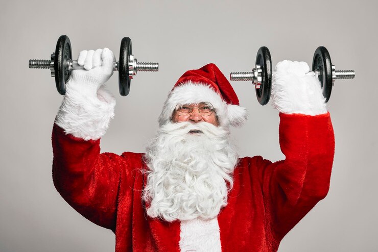 Foto papai noel com pesos grandes