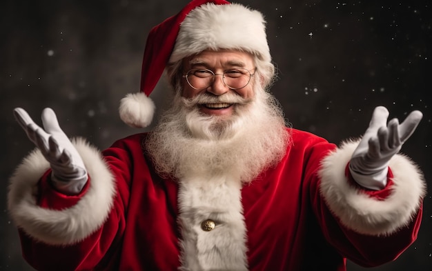 Papai Noel com presentes fundo branco Retrato de Papai Noel masculino alegre com presente colorido