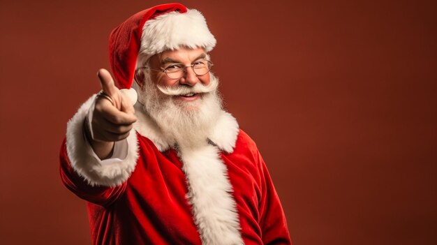 Papai Noel com um presente de Natal isolado sobre um fundo branco