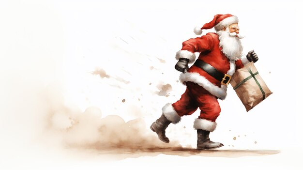 Papai Noel com uma bolsa cheia de presentes ilustração