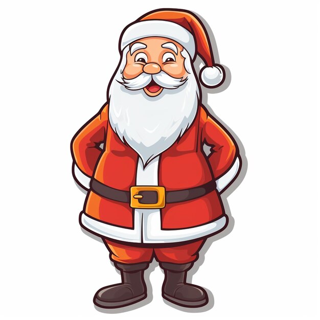 Papai Noel dos desenhos animados com barba e terno vermelho gerativo ai