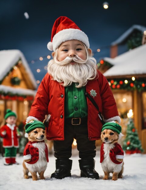 Papai Noel e uma elfa posando