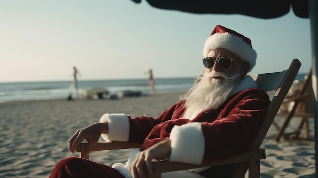 Papai Noel na praia em Papai Noel