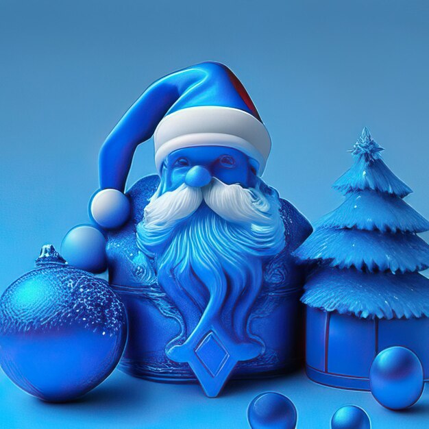 Foto papai noel realista objetos de cor azul sobre o natal desenho animado verde laranja azul aquarela