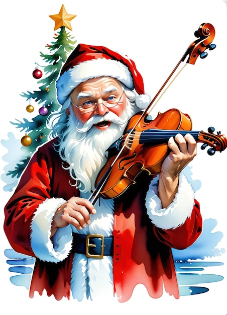 papai noel tocando violino