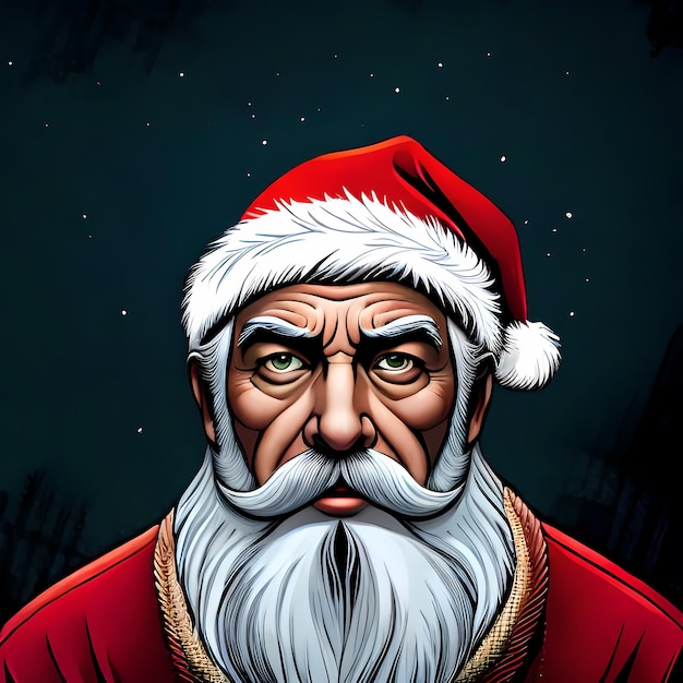 Papai Noel triste em estilo de quadrinhos para ilustração de IA generativa de Natal não feliz