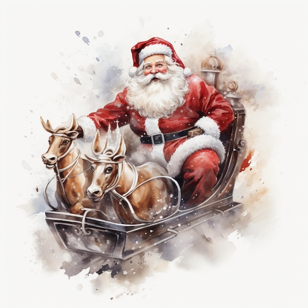 Papai Noel viaja em um trenó
