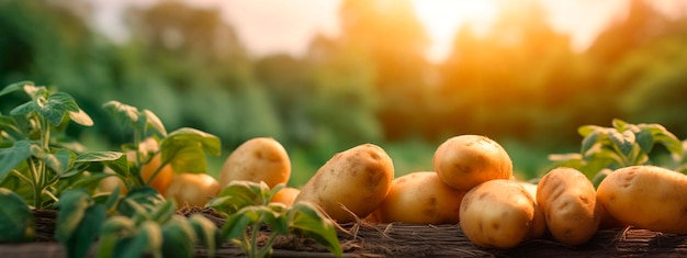 Las papas crecen en la cosecha del jardín Generativo Ai