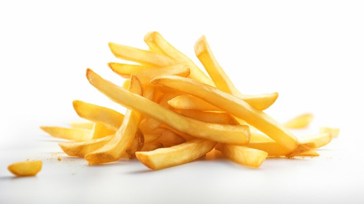 Papas fritas aisladas sobre fondo blanco generativo ai