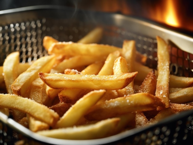 Las papas fritas se cocinan en la freidora en la cocina IA generativa