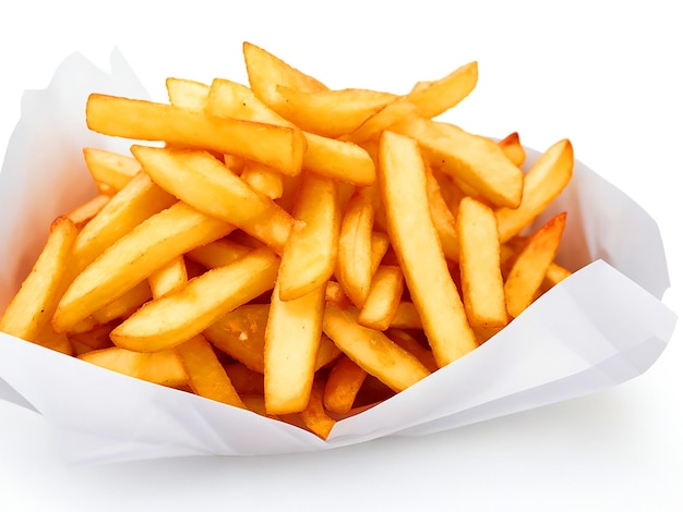 Foto papas fritas comida almuerzo grasa sacar comida rápida papas fritas con fondo blanco