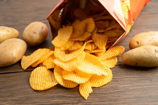 Papas fritas deliciosas para barbacoa condimento picante para crips rebanada delgada frito bocadillo comida rápida