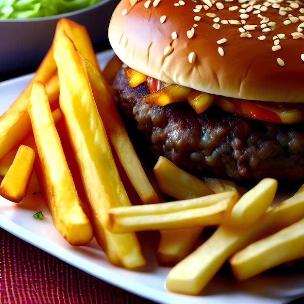 papas fritas_esta_clásica_guarnición_a menudo_se_combina_con_hamburguesas_cortadas_delgadas_crujientes_y_saladas