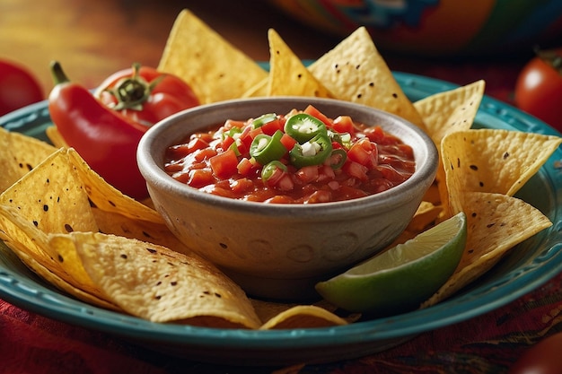 Papas fritas y fiesta de salsa