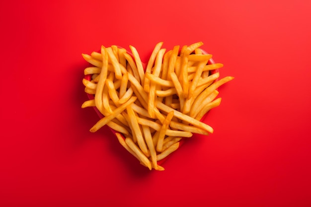 Papas fritas en forma de corazón Generar Ai