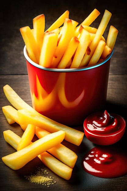 Papas fritas con ketchup