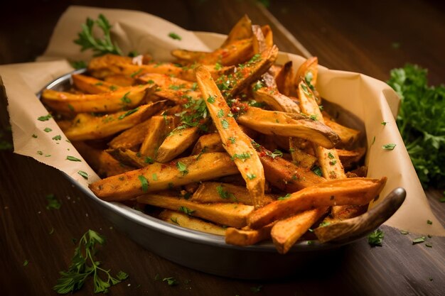 Foto papas fritas papas fritas comida rápida papas fritas papas fritas generar ai