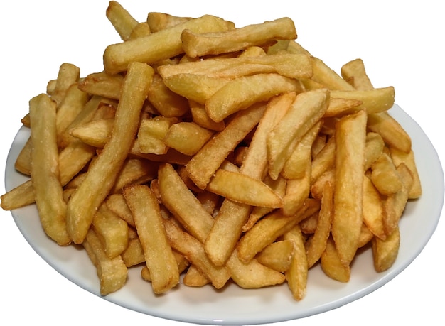 Foto papas fritas en plato blanco