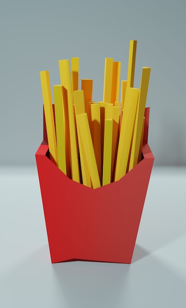 Foto papas fritas de renderizado 3d