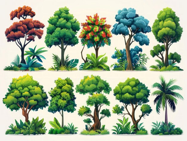 Papaya-Baum Stylische Illustration der modernen Baumkollektion Generative KI