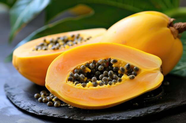 papaya de color amarillo y sabor tropical