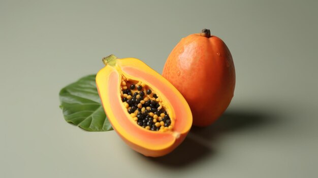 la papaya con un fondo blanco