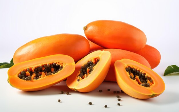 Papaya fresca aislada sobre un fondo blanco