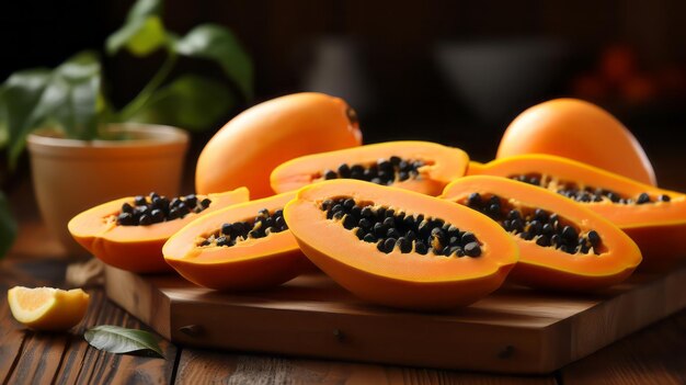 Papaya fresca en la mesa