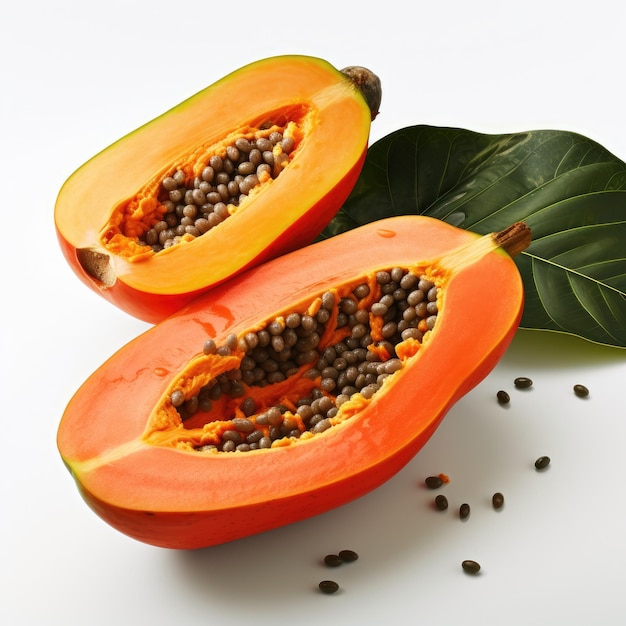 Foto papaya-frucht-thema-design auf weißem hintergrund
