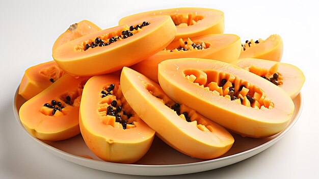 Papaya orgánica fresca en un plato