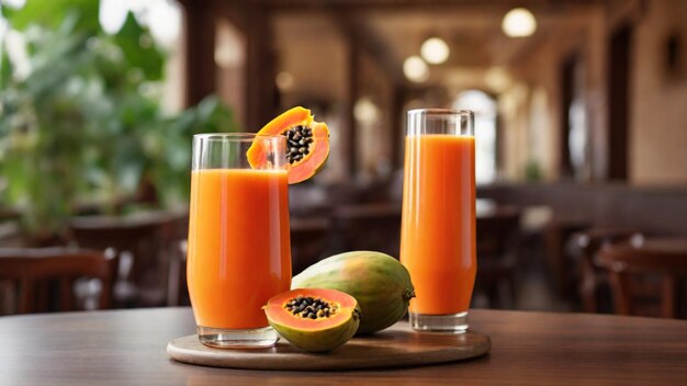 Papaya-Saft auf dem Tisch eines Restaurants