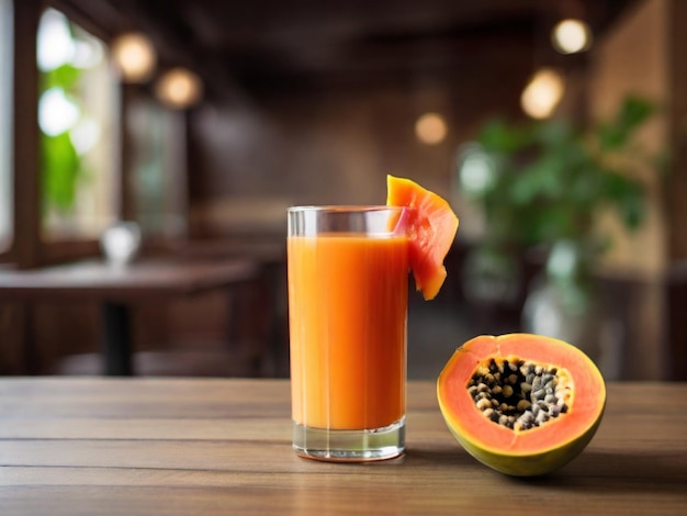 Papaya-Saft auf dem Tisch eines Restaurants