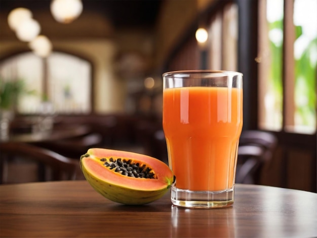 Papaya-Saft auf dem Tisch eines Restaurants