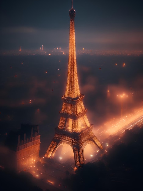 papéis de parede da torre Eiffel no nevoeiro