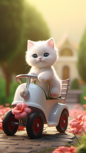 Papéis de parede de gato em um carro de brinquedo