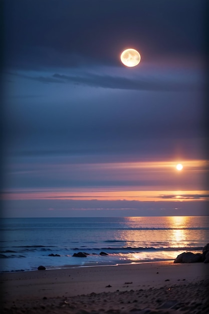 Papéis de parede e imagens da lua sobre o oceano