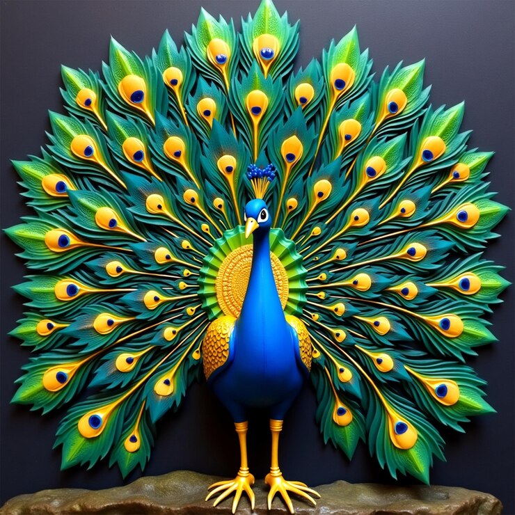 Papéis digitais de moldura de parede 3D Peacock 20