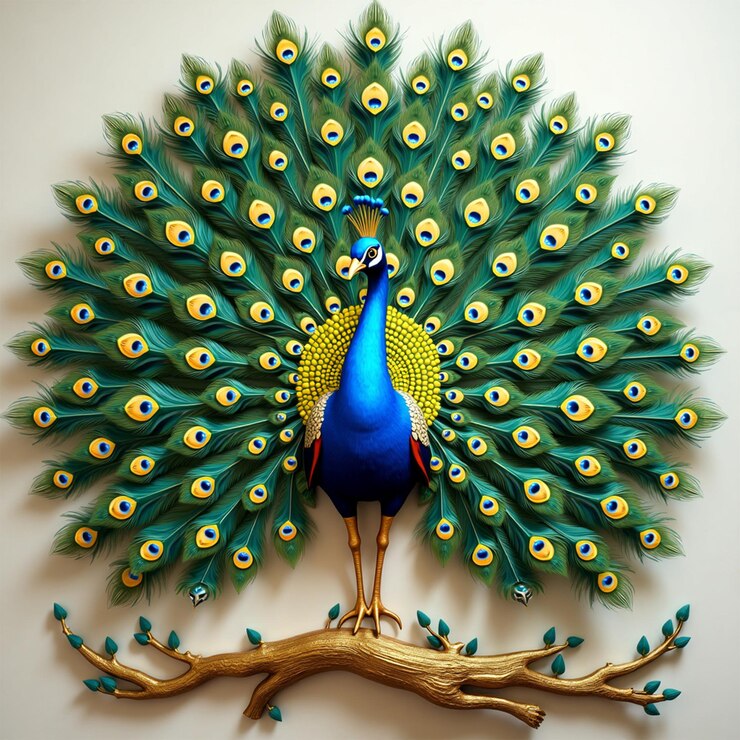Papéis digitais de moldura de parede 3D Peacock 20