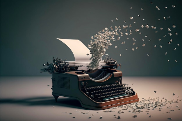 Papéis flutuando na máquina de escrever