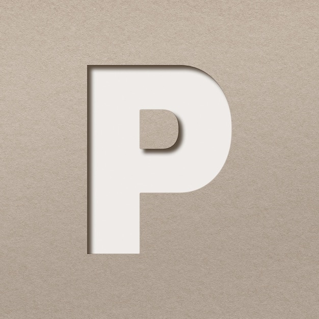 Papel 3d letra p png fuente en mayúsculas tipografía
