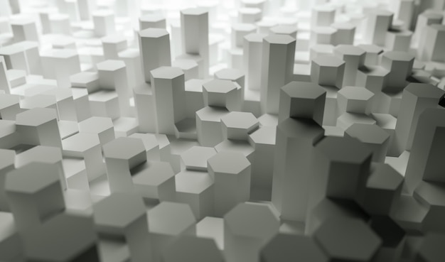 Papel abstrato fundo branco hexágono - renderização em 3D - ilustração