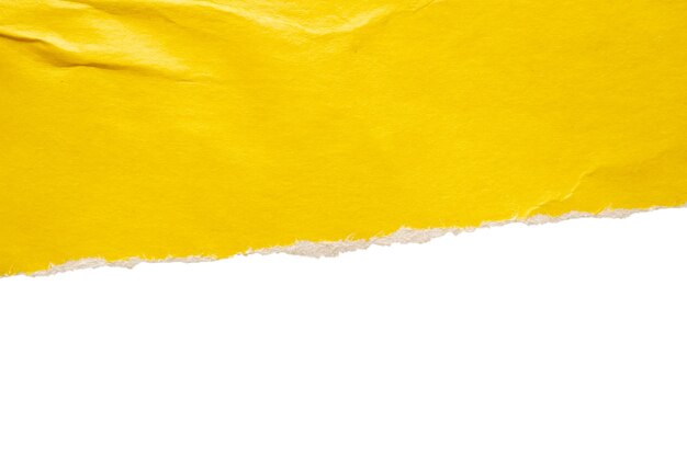 Foto papel amarelo rasgado bordas rasgadas tiras isoladas em fundo branco
