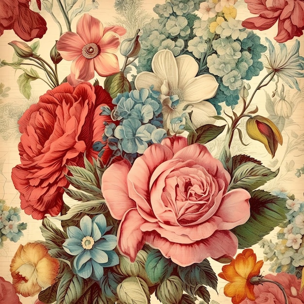 Papel antigo colorido, papel digital vintage